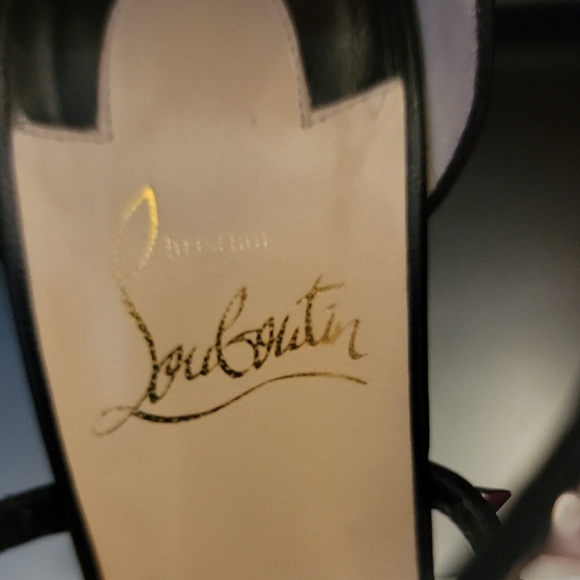 Christian Louboutin Black Choca Spikes 100 Kid Heels - Picture 9 of 16